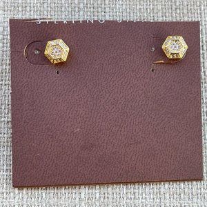 Argento Vivo Ladies EarrinSmall Stud Ear Jewelry Gold Tone New